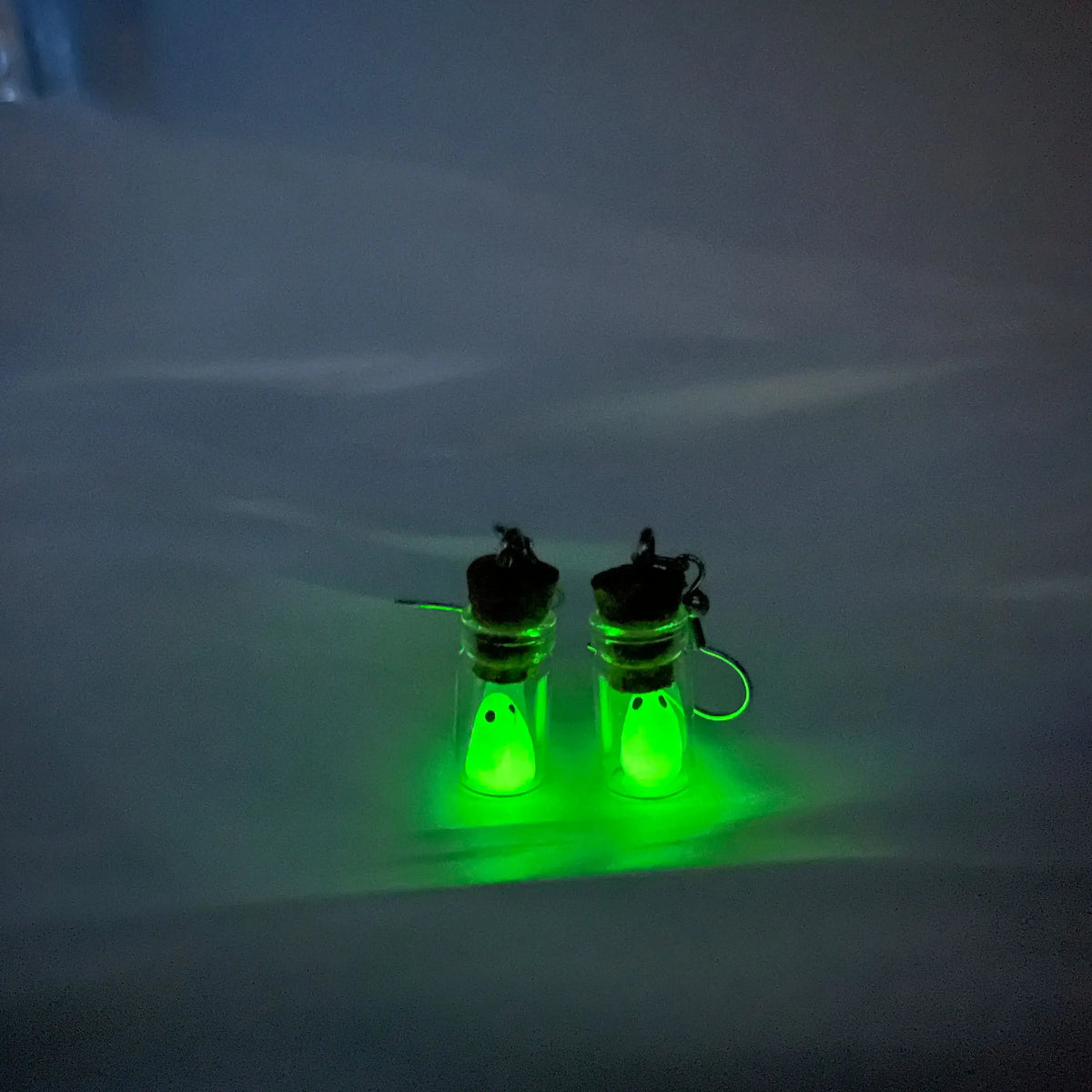 Ghost in Bottle Earrings Glow in the Dark