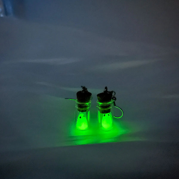 Ghost in Bottle Earrings Glow in the Dark