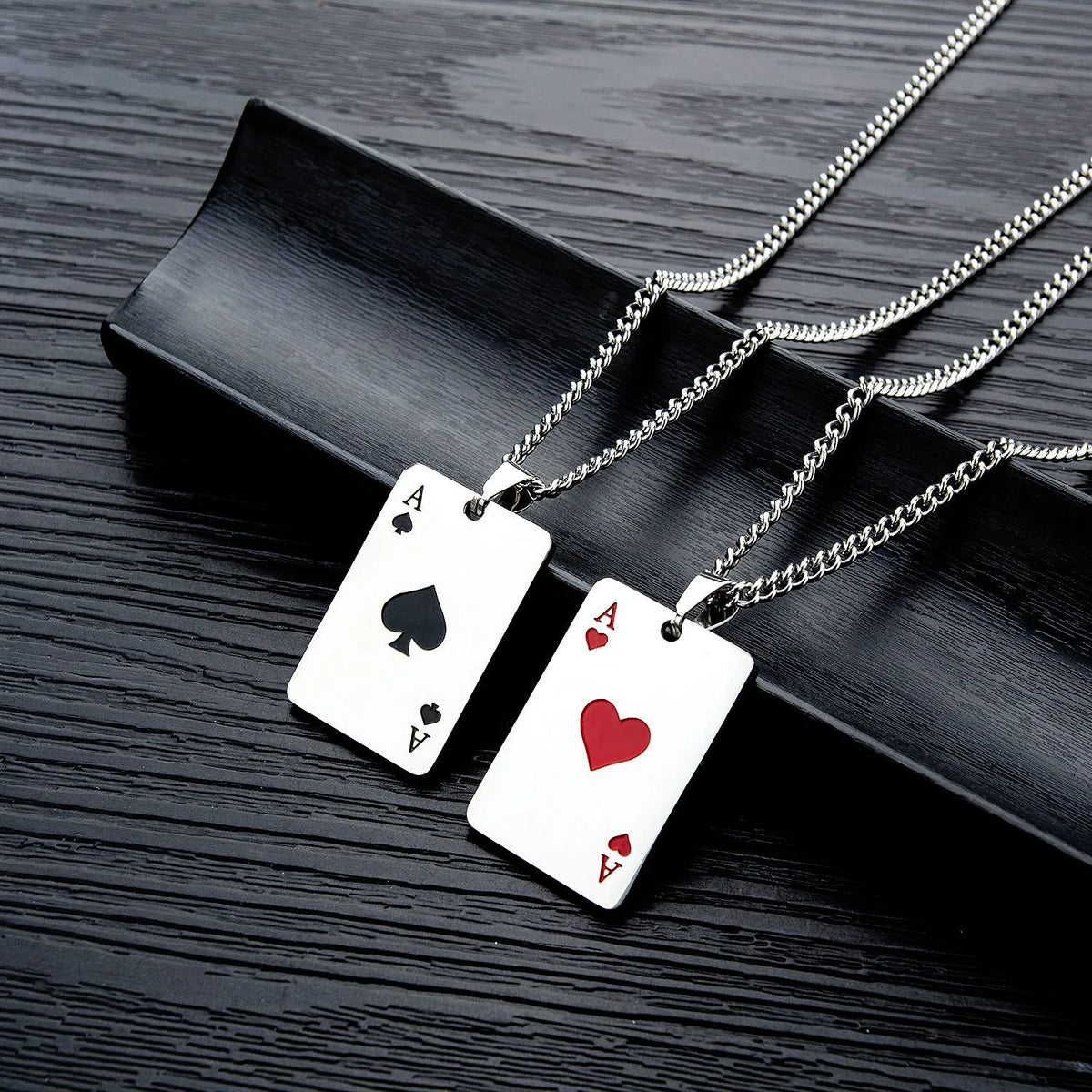 Stainless Steel Poker Card Necklace