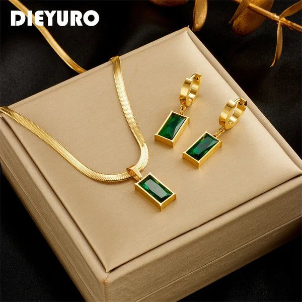 Stainless Steel Square Jewelry Set