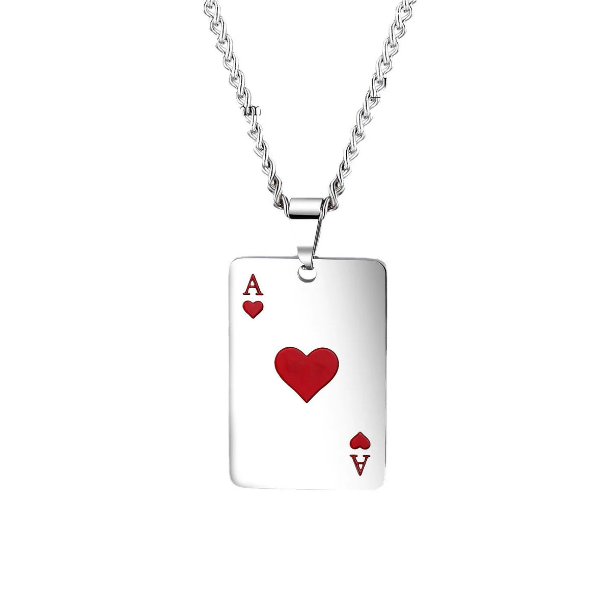 Stainless Steel Poker Card Necklace