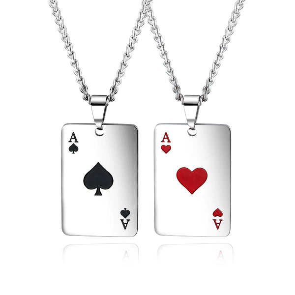 Stainless Steel Poker Card Necklace