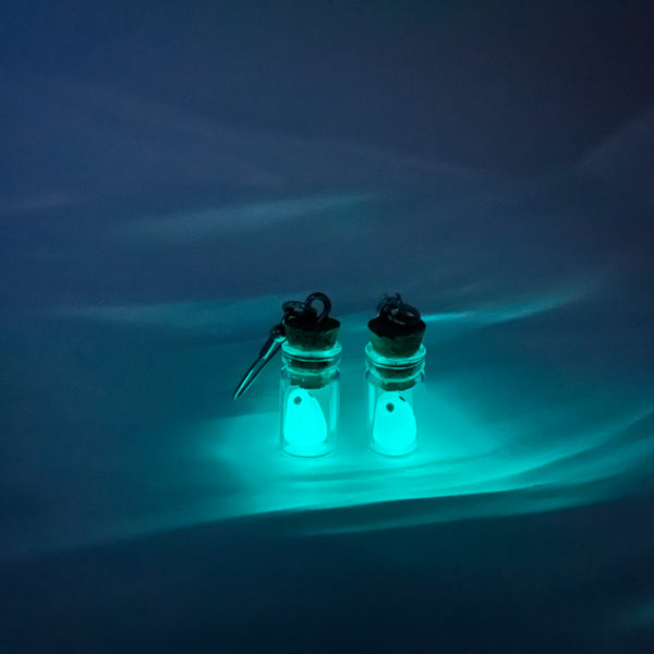 Ghost in Bottle Earrings Glow in the Dark