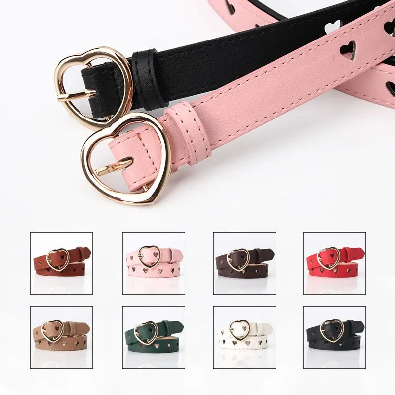 Women PU Leather Heart Belt