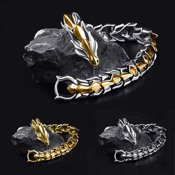 Men's Silver Dragon Bracelet