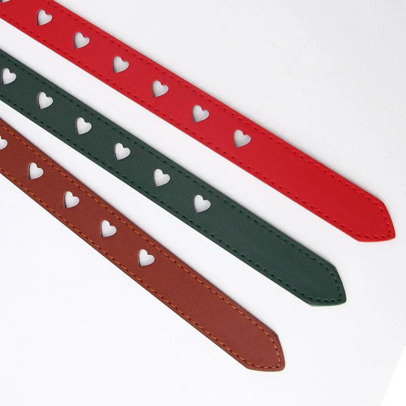 Women PU Leather Heart Belt