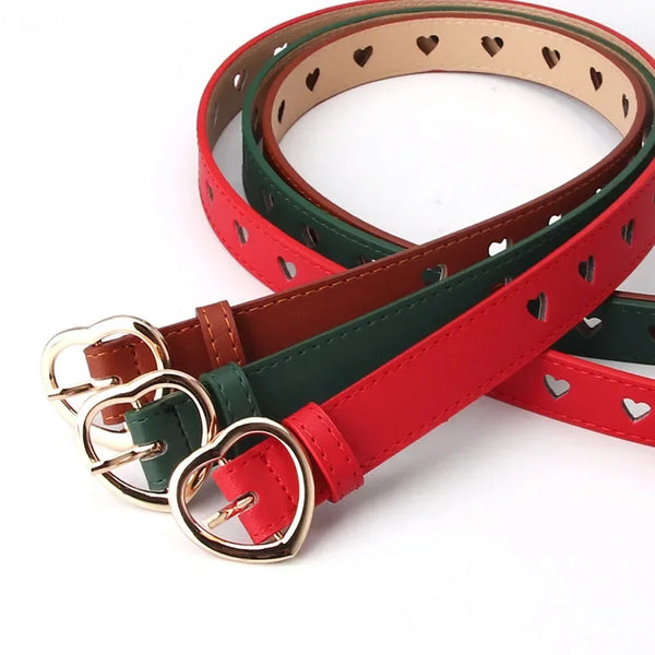 Women PU Leather Heart Belt