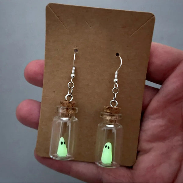 Ghost in Bottle Earrings Glow in the Dark