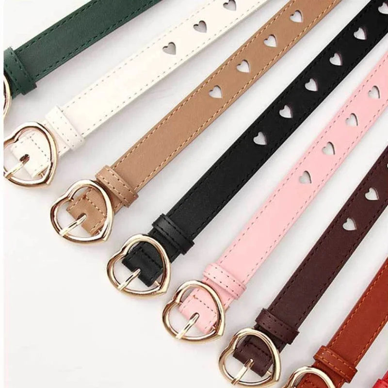 Women PU Leather Heart Belt